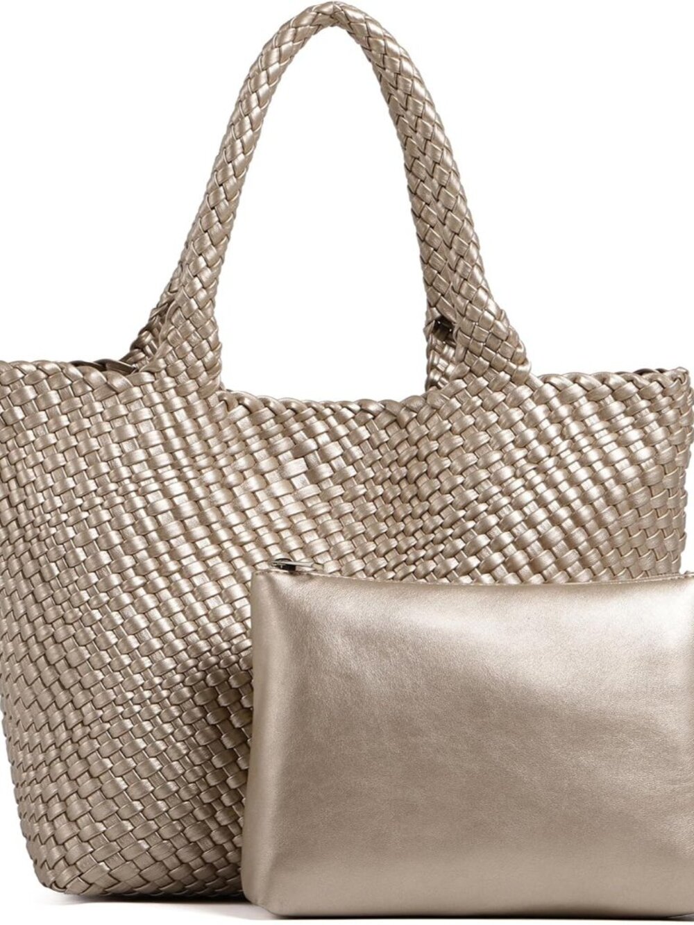 Woven Tote Bag for Women Soft Vegan Leather Large Shoulder Bag